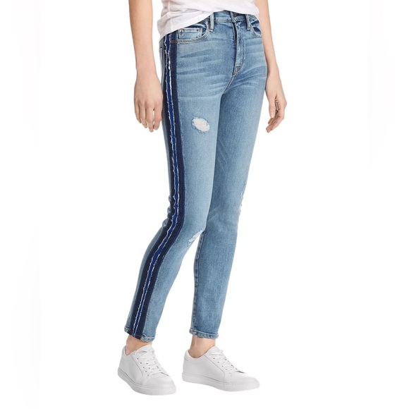 Hudson Barbara Side-Stripe Skinny Jeans in Night Tide Size 26 - Picture 1 of 8